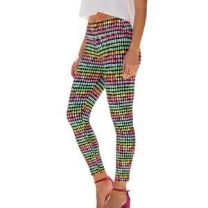 Luxe Eleven Pants Black-Multicolor  Paint Swatch Print Pull On Sz 6 NWOT